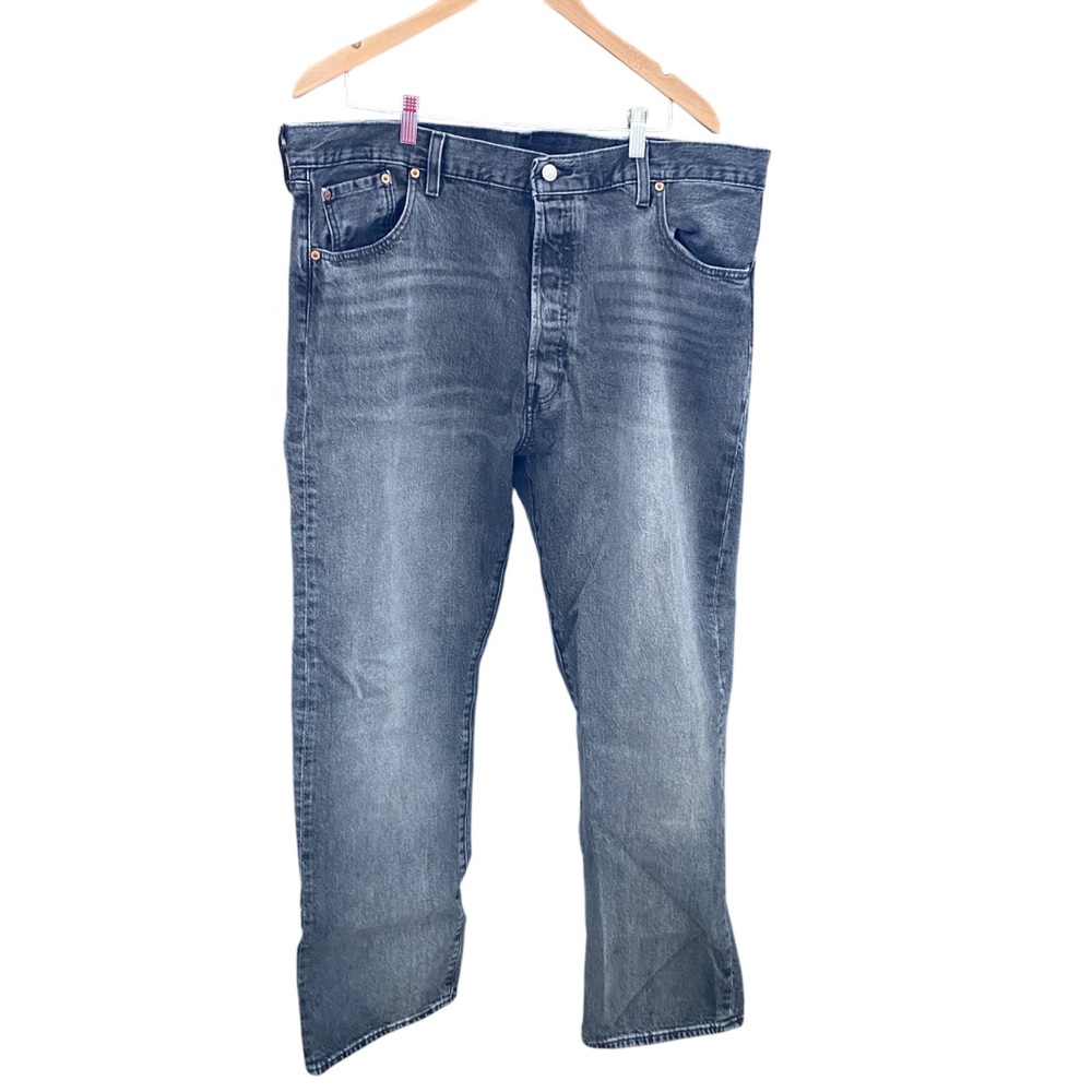 Men’s Levi’s 501 Black Distressed Denim Jeans | Size 42x32 Straight Button-Fly